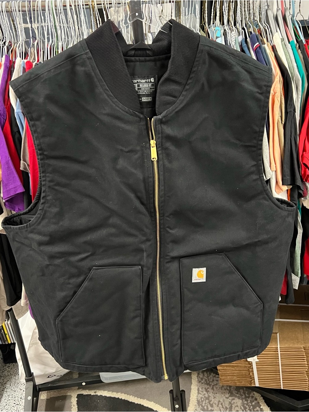 Men’s Black Carhartt Canvas V01 Arctic Quilt Lined Vest Sz 4XL Tall OV0001-M